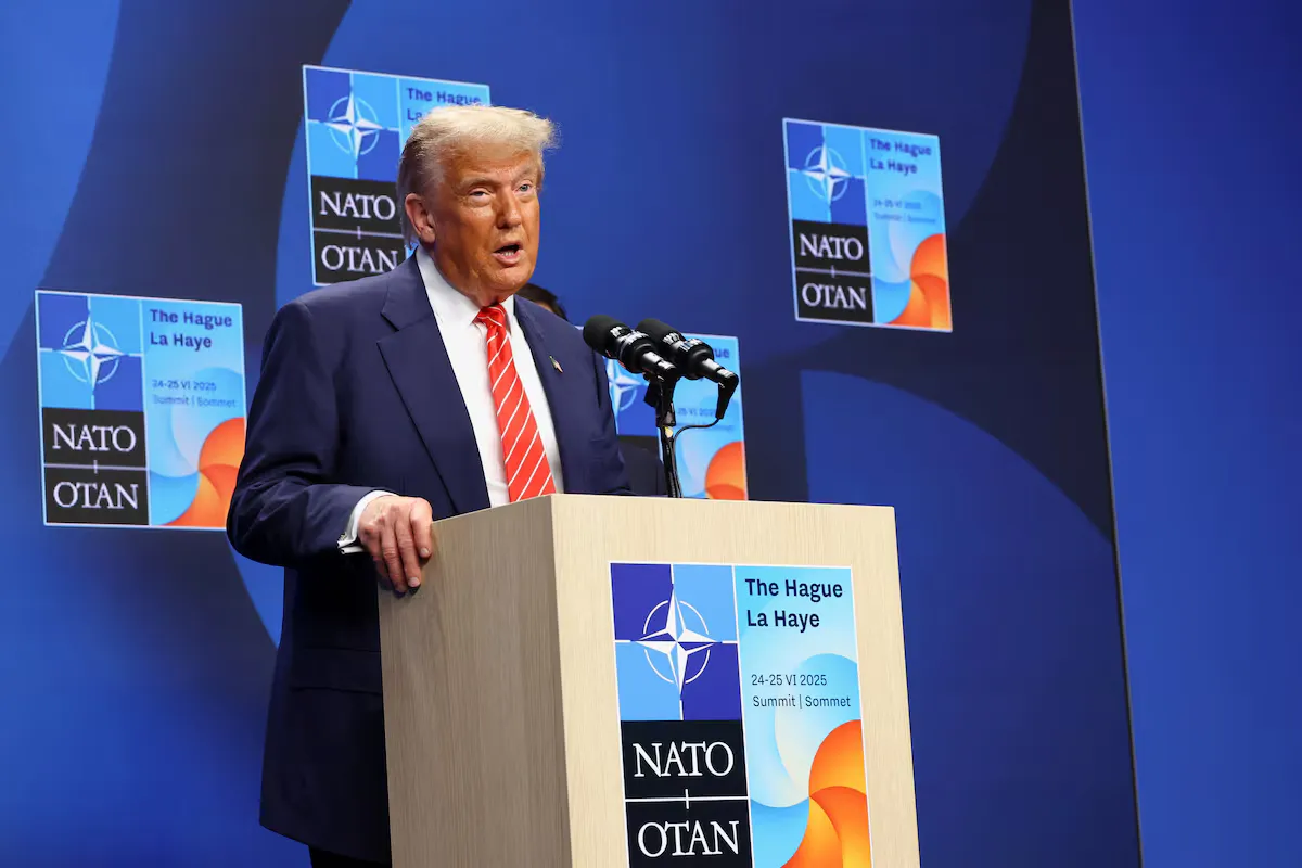 Президент США Дональд Трамп виступає під час прес-конференції на саміті НАТО в Гаазі, Нідерланди, 25 червня 2025 року